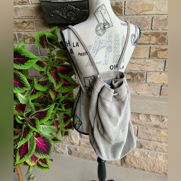 MONSERAT DE LUCCA Perforated Leather Suede Light Grey Small Backpack LIKE NEW - Picture 4 of 16